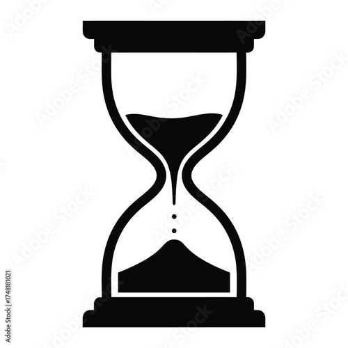 Black hourglass icon symbolizing time passing measurement and countdown