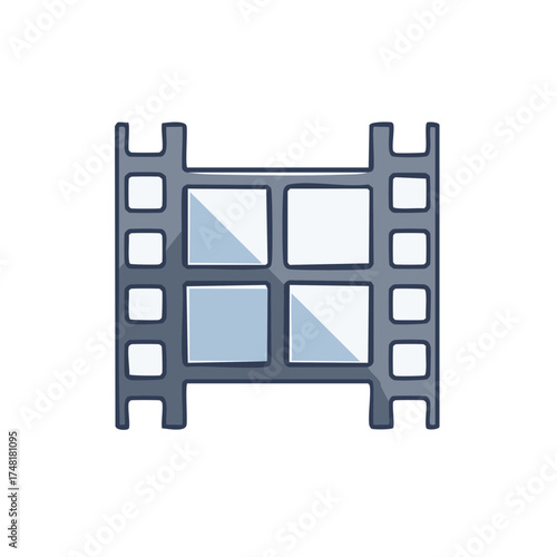 Cartoon style film reel element for motion picture video and entertainment media