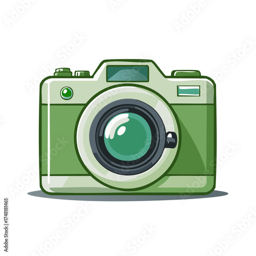 Cute Green Cartoon Camera Photography Lens Illustration for Hobbyists and Content Creators