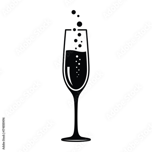 Elegant champagne flute with bubbles ascending celebration toast drink beverage