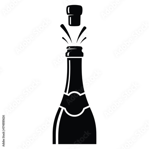 Champagne bottle cork popping celebration festive drink bubbles sparkling wine