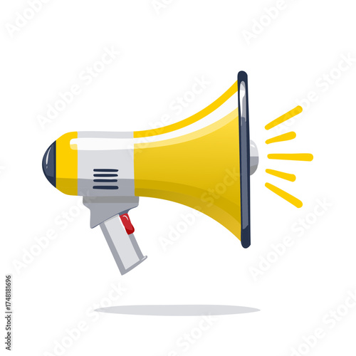 Yellow and Gray Megaphone Bullhorn for Promotion and Announcements Graphic