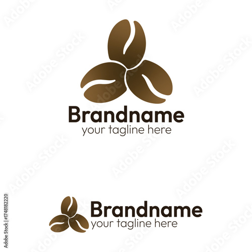 Three Coffee Beans Logo Design with Brown Gradient - Modern Symbol for Coffee Shop, Cafe, Roastery, or Premium Beverage Brand Identity