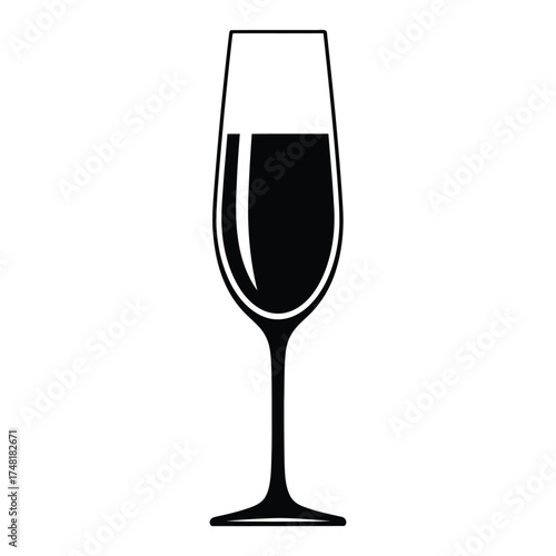 Elegant flute glass filled with dark beverage celebration toast beverage drinkware glassware