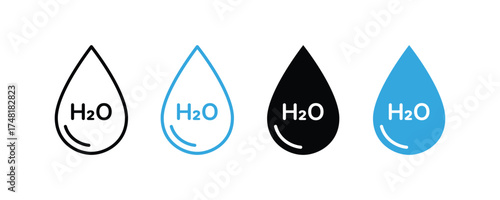 Water drop H2O icon. Water drop icon. Illustration vector