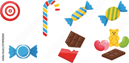 Vector art of set of colorful candies for sweet holidays