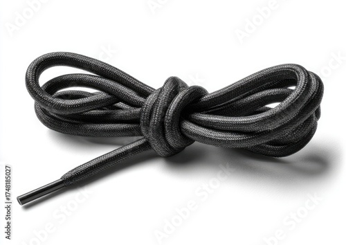 Black shoe laces tied in a knot