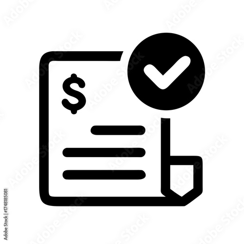 Financial document with a checkmark indicating approval