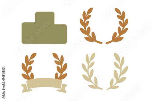 Minimalist olive branch wreaths and customizable blank ribbon banner