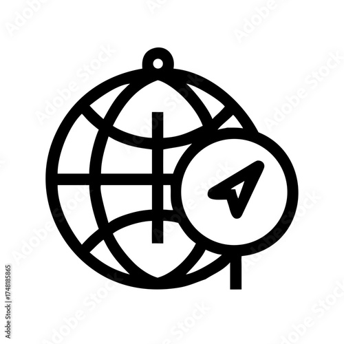 Globe with compass indicating global direction