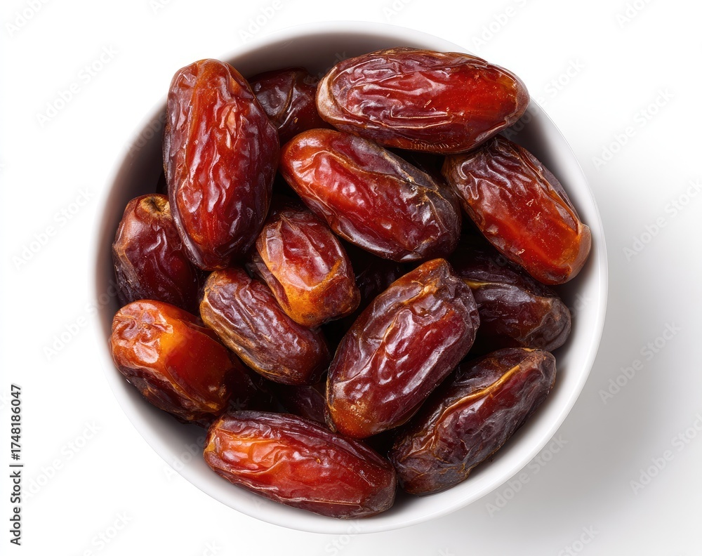 Obraz premium Dried dates in a white bowl (4)