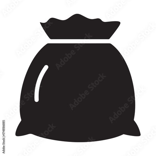Black Silhouette of a Bag Representing Money Wealth or Savings and Financial Investment Goals Simple Icon Design