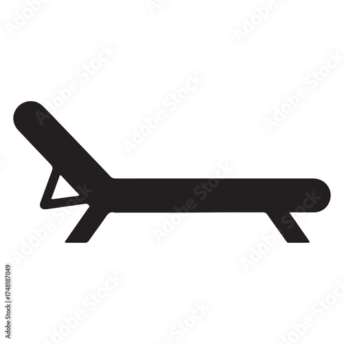 Black Silhouette of a Beach Chair for Summer Vacation Relaxation and Resort Relaxation Symbol