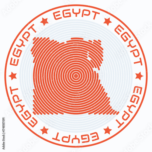 Egypt map with round title. Country shape rings. Egypt text around the country boundary shape. Modern vector illustration.