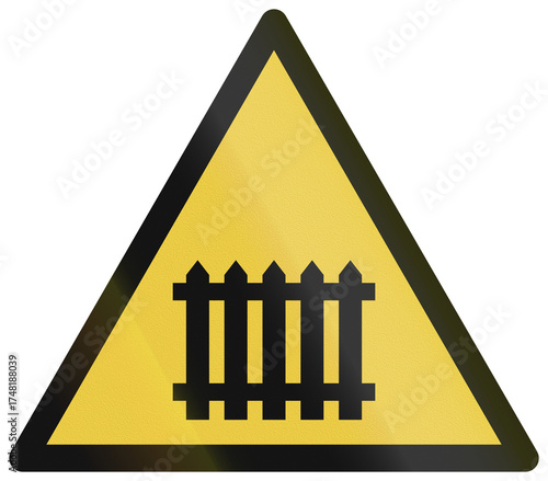 Fotografie Historic French road sign from 1931 - Level crossing with gate