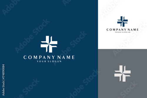 Abstract Medical Cross Logo Design for Healthcare and Pharmaceutical Brands.