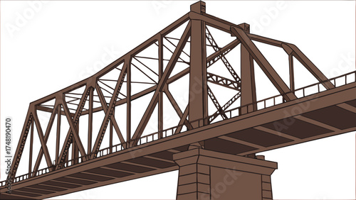A brown steel bridge illustration against a white background.