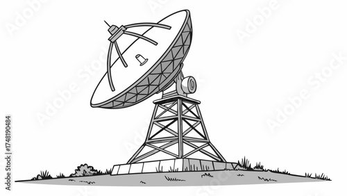 A Cartoon Illustration of a Satellite Dish Receiver.