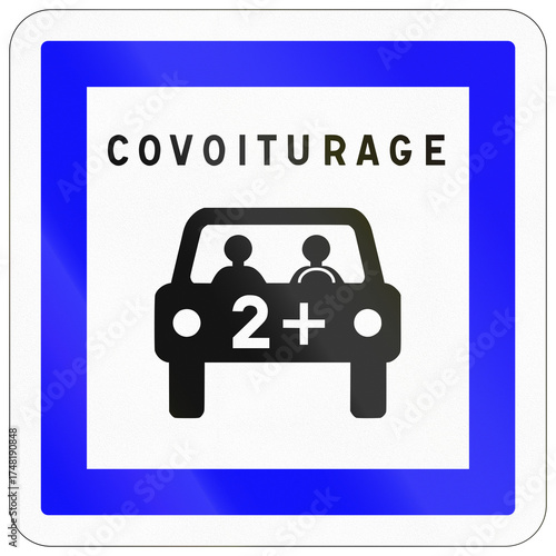 Information road sign used in France - Car sharing