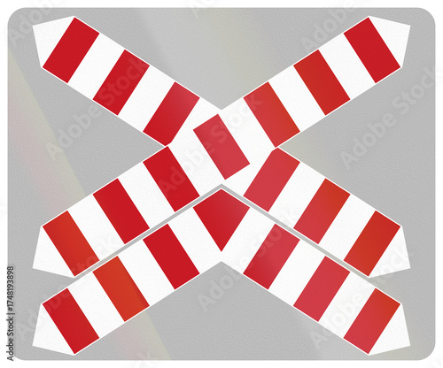 Railway road sign used in France - Level crossing without gates (several tracks)