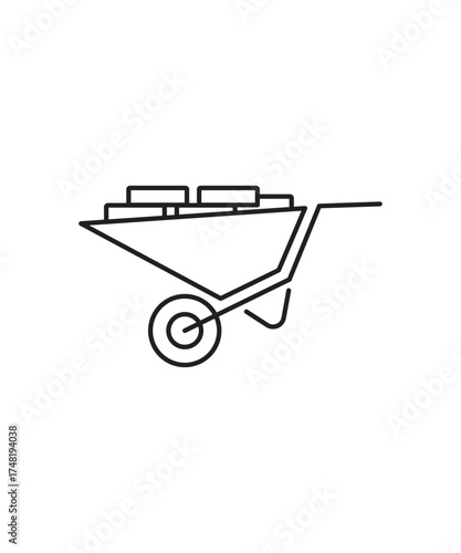 labor cart icon, vector best line icon.
