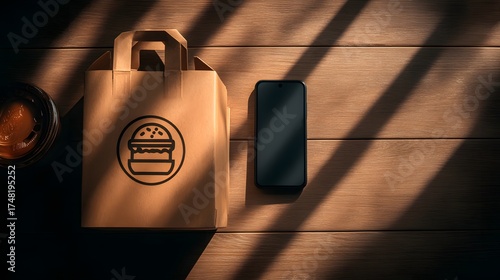 Modern Food Delivery Scene with Smartphone