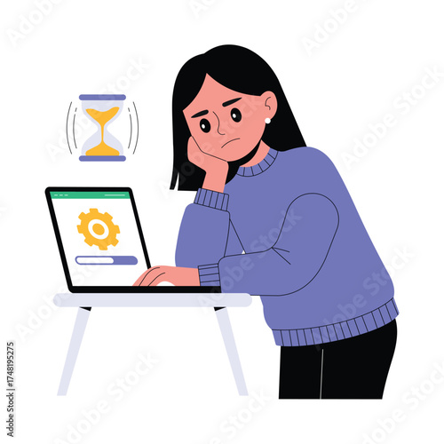 User waiting for software update progress to complete Illustration