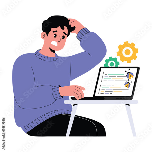 Developer reviewing and analyzing teammate’s source code for quality Illustration