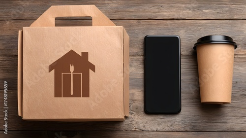 Modern Food Delivery Scene with Smartphone