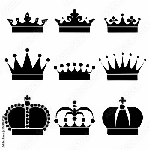 Nine Crown Icons Vector.eps