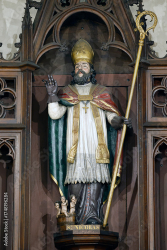 Saint Nicholas, Bishop of Myra, is an important figure in Christianity, particularly celebrated on December 6. Meursault. France.