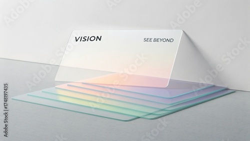 Transparent Panels with Vision Text and Color Gradient Design