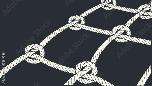 Abstract Ropes and Knots Pattern on Dark Background.