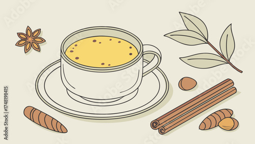 Aromatic Spices and Tea Ingredients Illustration.