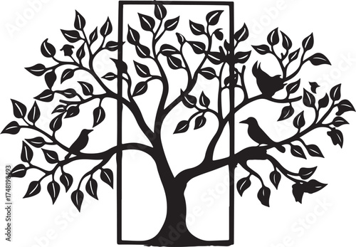 Birds on Tree Silhouette Wall Art Bundle
