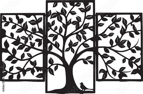 Birds on Tree Silhouette Wall Art Bundle
