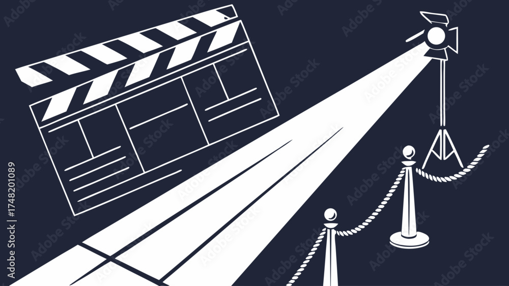 Obraz premium Film and Movie Themed Vector Illustration on Dark Backdrop.