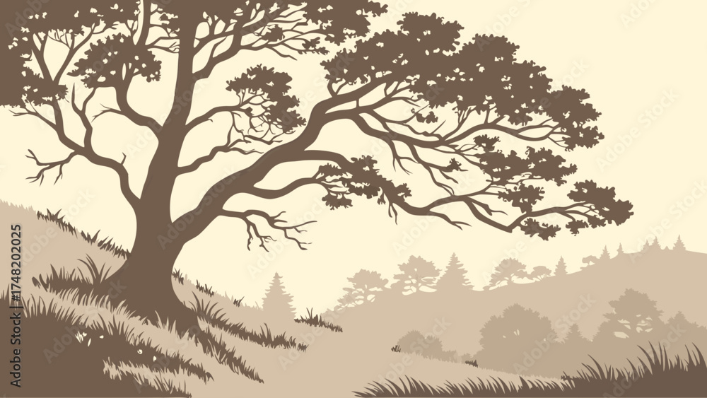 Fototapeta premium Forest Silhouette in Earthy Tones.