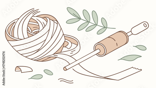 Simple Pasta and Culinary Illustration.