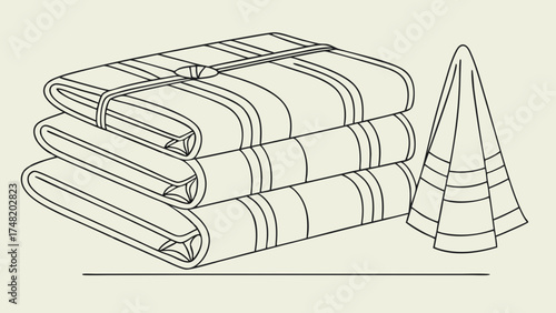 Stitched Stack of Towels and a Towel Illustration.