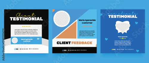 Customer feedback testimonial social media post web banner template Bundle. Customer feedback review