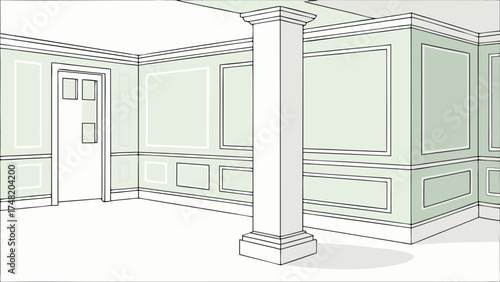 Interior Illustration Architectural Elements in Modern Style.