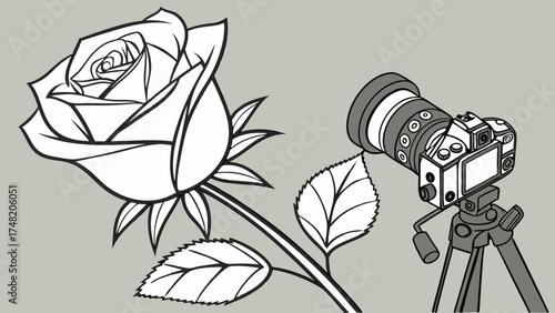 Photography Concept Rose Being Photographed by a Camera.