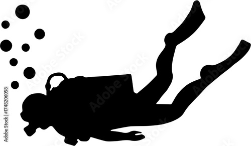 Scuba diving silhouette