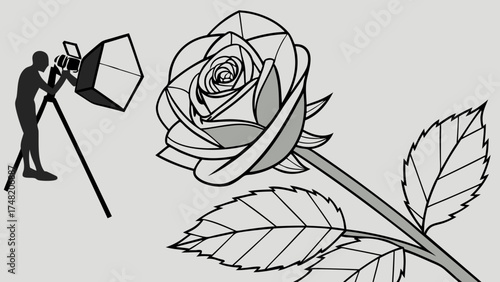 Rose Photography Stylized Image of Flower and Photographer.