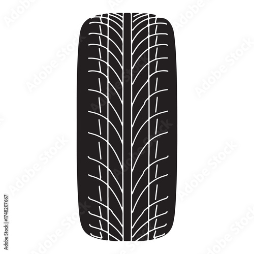 Detailed Car Tire Tread Pattern Vector Illustration Design for Automotive and Transportation Industry with Black and White Contrast
