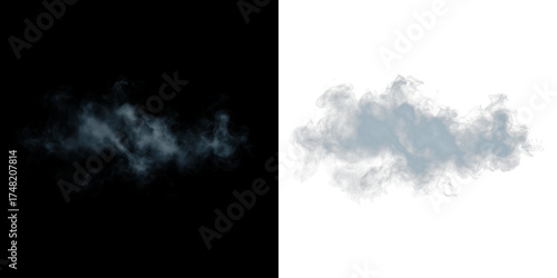 Smoke overlay illustration featuring wispy, ethereal clouds on contrasting black and white backgrounds, ideal for creative design projects and visual storytelling