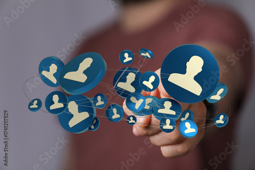Hand holding 3D connected p...