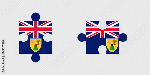 Puzzle Pieces with Turks and Caicos Islands Flag.