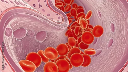 Medical concept of human blood flow in vascular system.